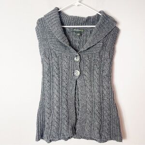 Eddie Bauer Sleeveless Button Front Gray Sweater Vest
